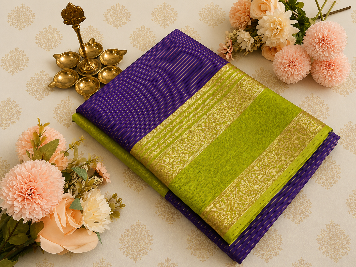 Amethyst Lime Royale-Gorgette Saree