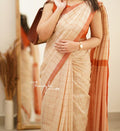 Bengal Cotton Saree – Terracotta Bloom Elegance