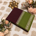 Coffee Brown & Olive Green Crepe Saree