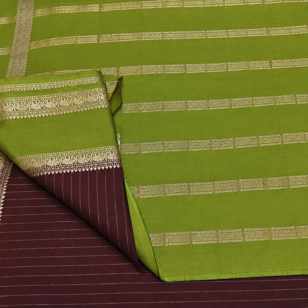 Coffee Brown & Olive Green Crepe Saree