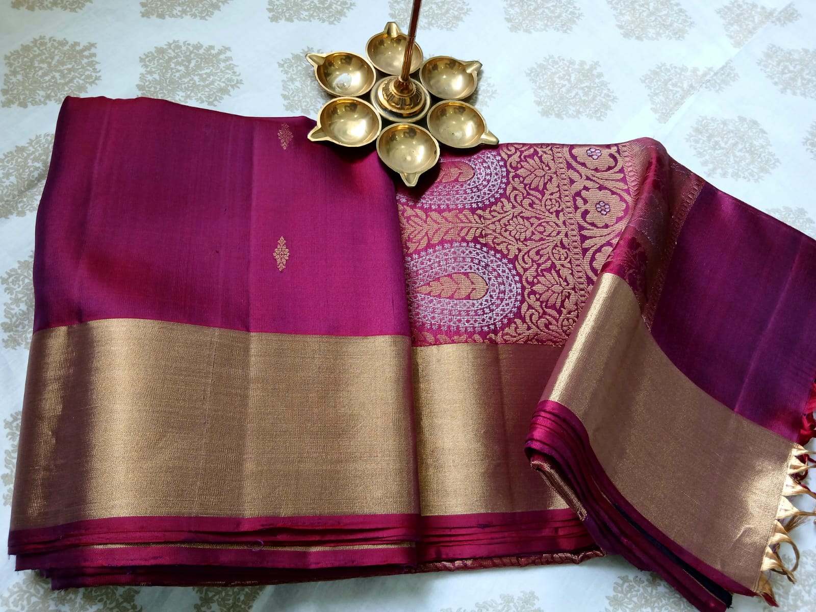 Dark Magenta Pink Soft Silk Saree
