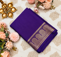 Deep Purple Crepe Saree with Gold Paisley Border