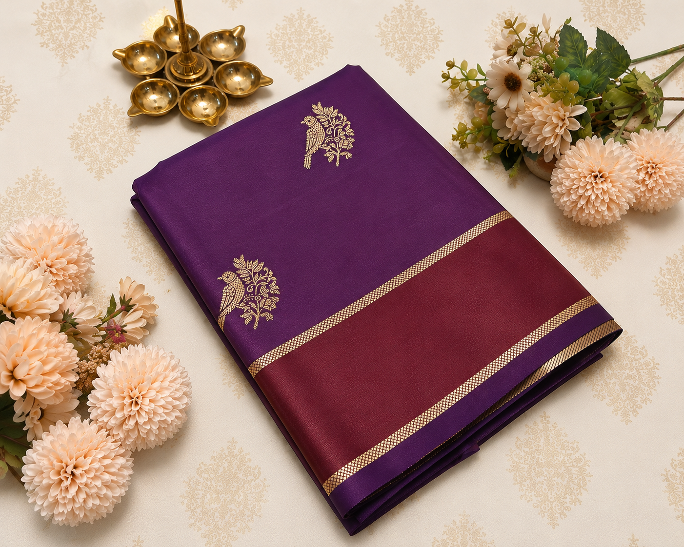 Royal Purple Elegance with Copper Zari Grace