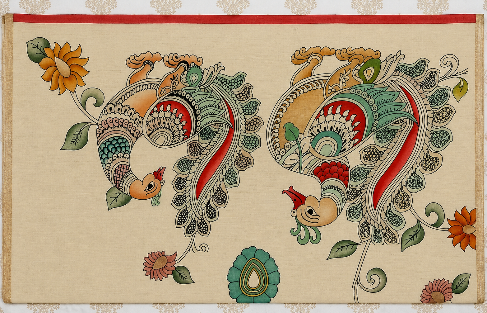 Elegant Beige Kalamkari cotton Saree
