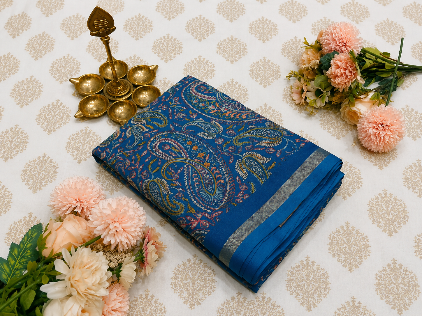 Elegant Blue Paisley&nbsp; Saree