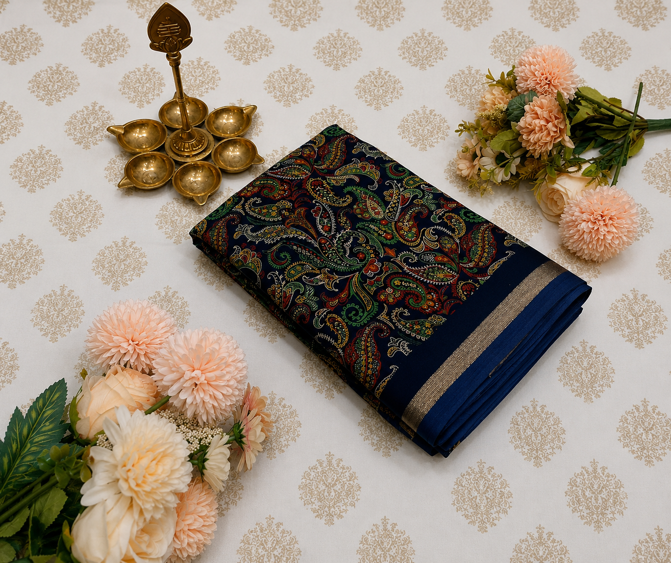 Elegant Blue  Saree with Paisley Print