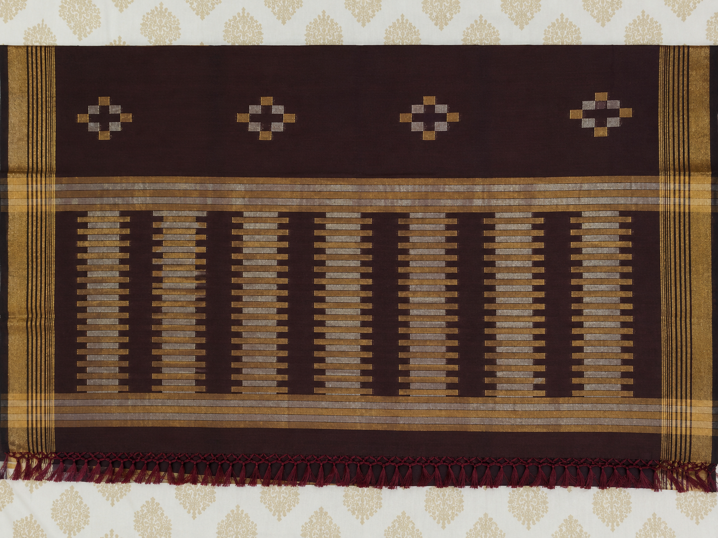 Elegant Coffee Brown Handloom Saree with Golden Zari Border