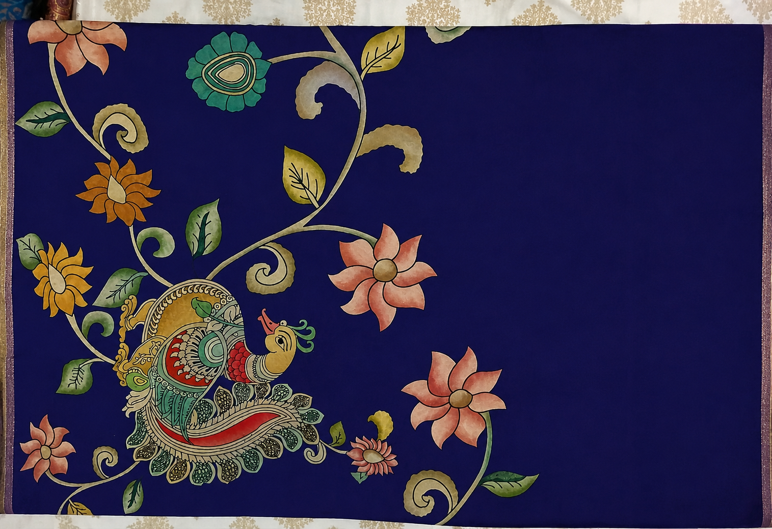 Elegant Royal Blue Kalamkari