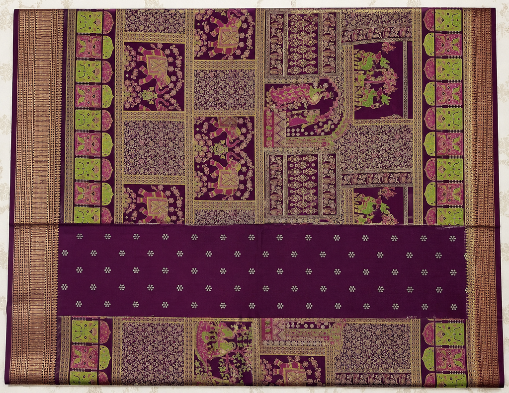 Elegant Wine Purple Traditional Woven Saree