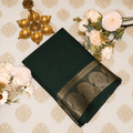 Emerald Green Crepe Saree with Antique Gold Paisley Border