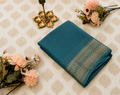 Greenish Blue Golden Zari Gorgette Sari