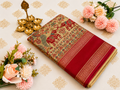 Majestic Kalamkari-Inspired Saree with Rich Red Border ❤️✨