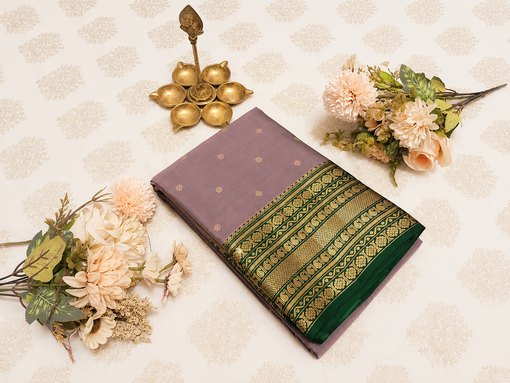Lavender Bloom Pure Silk Saree – Silk Mark Certified