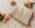Ivory Linen Cotton Saree with Delicate Floral Print
