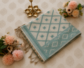 Linen Cotton Saree – Soft Green Geometric Weave
