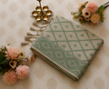 Linen Cotton Saree – Soft Green Geometric Weave
