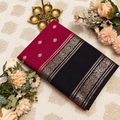 Magenta & Dark Blue Zari Georgette-Crepe Saree