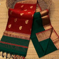 Maheshwari Silk Cotton Saree – Regal Ruby Elegance
