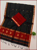 Maheshwari Silk Cotton Saree – Midnight Ruby Heritage