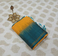Mango Yellow & Peacock Green Soft Silk Saree