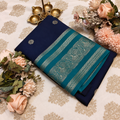 Navy Blue & Teal Zari Saree