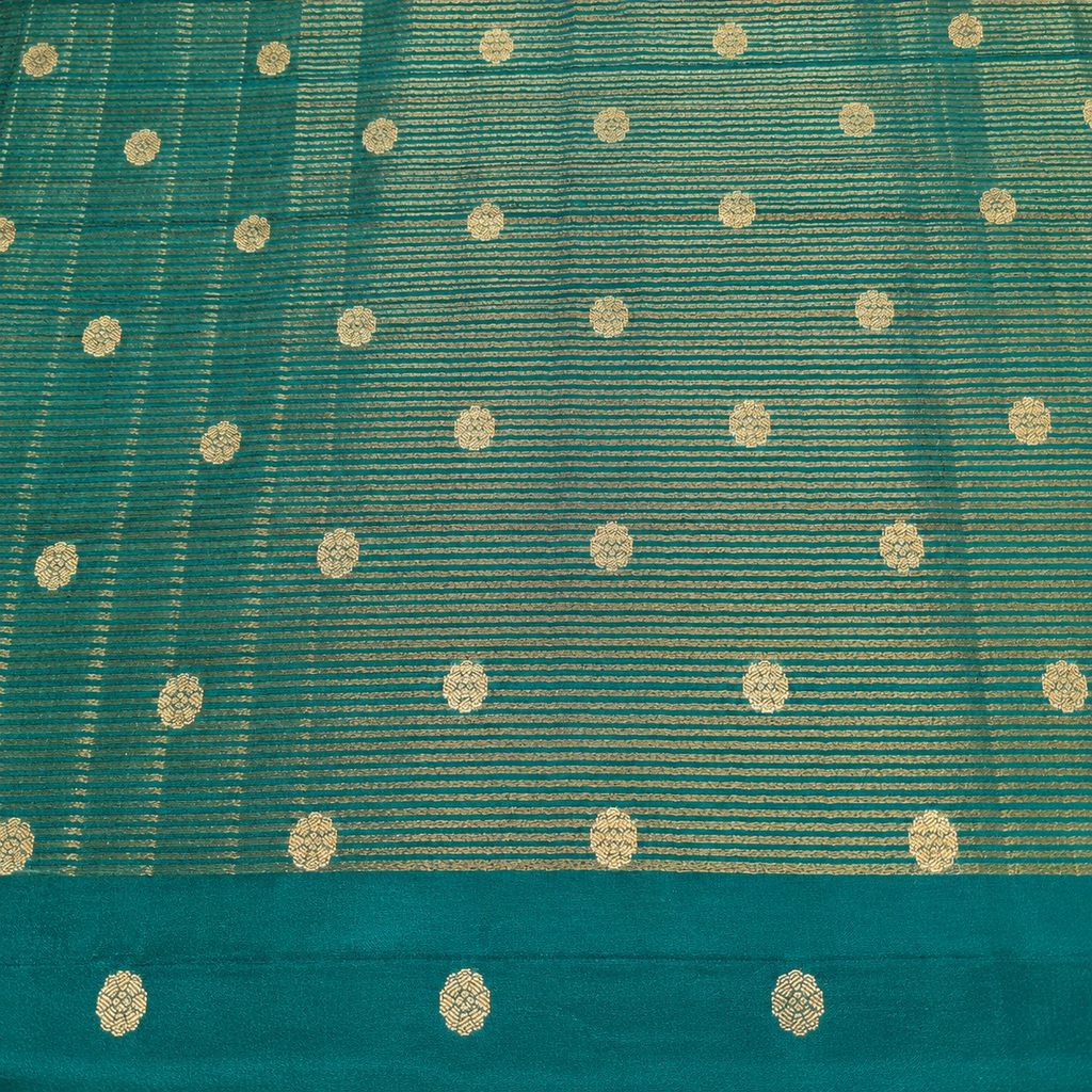 Navy Blue & Teal Zari Saree