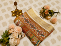Patchwork Print Pale white mirror work Saree