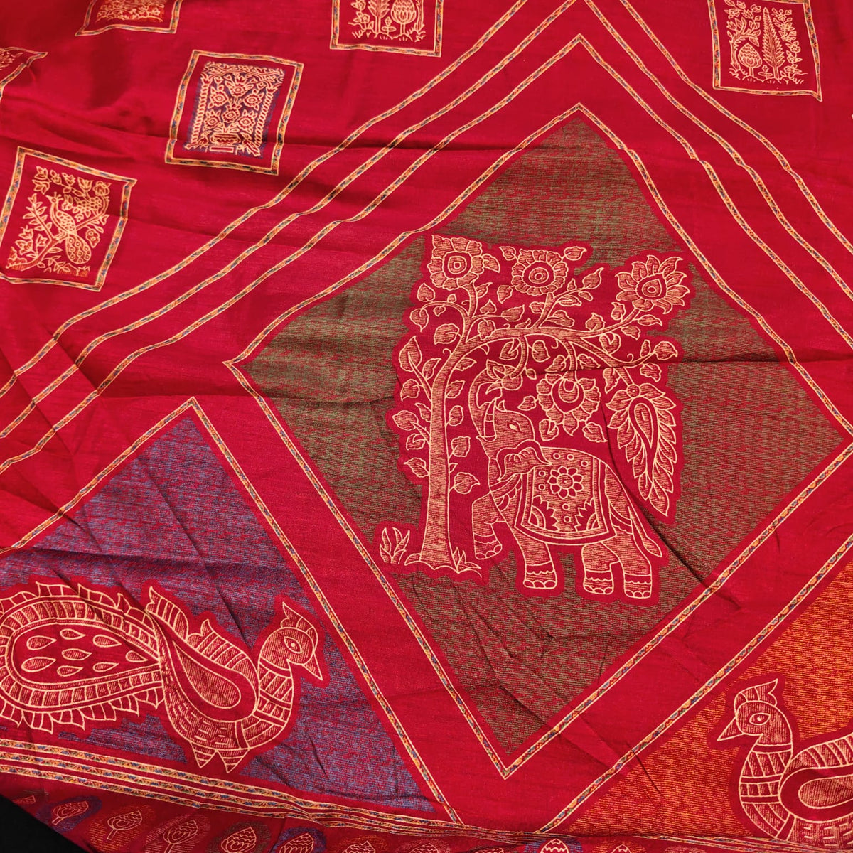 Pink Floral Panel Saree