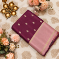 Plum & Dusty Rose Saree with Gold Zari Border
