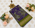 Purple Kalamkari Saree with Olive Green Border