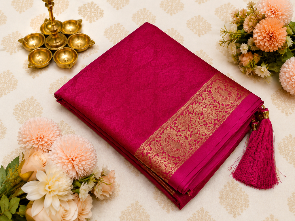Rani Pink Chiffon Saree