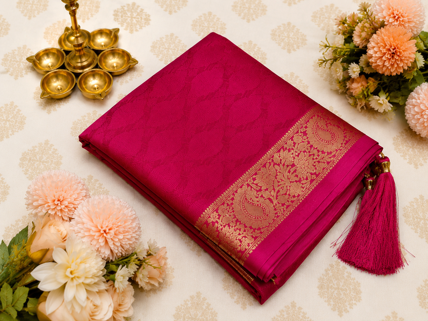 Rani Pink Chiffon Saree