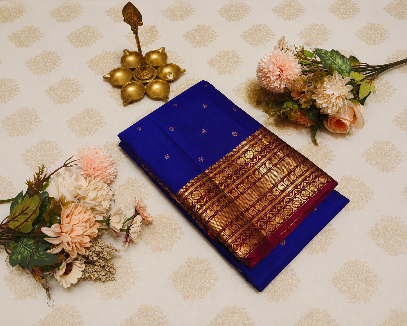 Royal Blue & Magenta Pure Silk Saree – Silk Mark Certified
