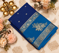 Royal Blue & Teal Blue Saree with Gold Zari Checks