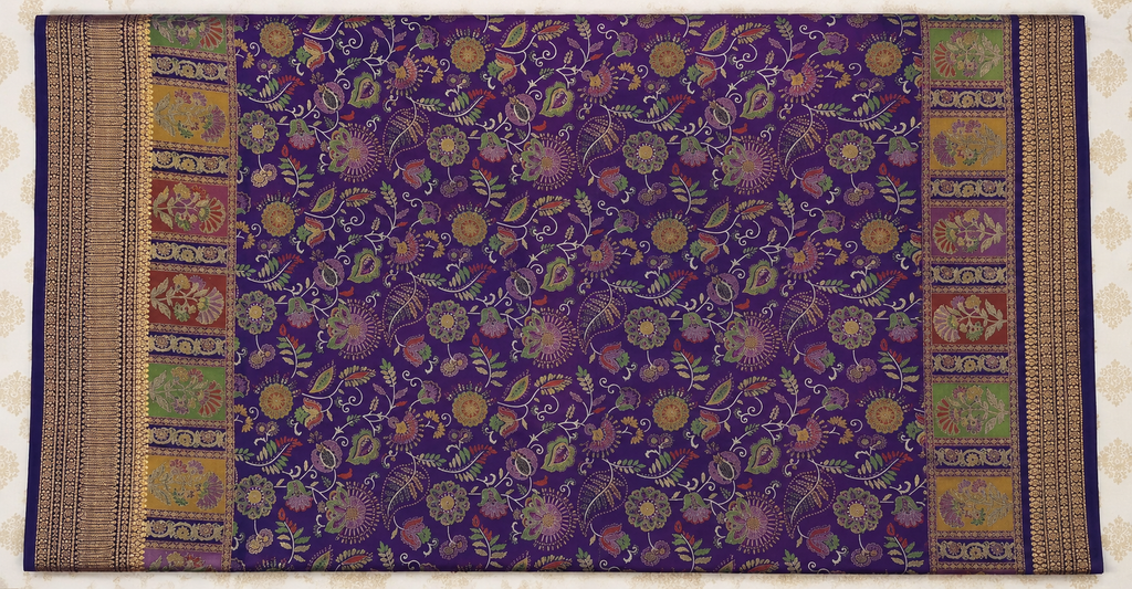 Royal Purple Floral Woven Saree