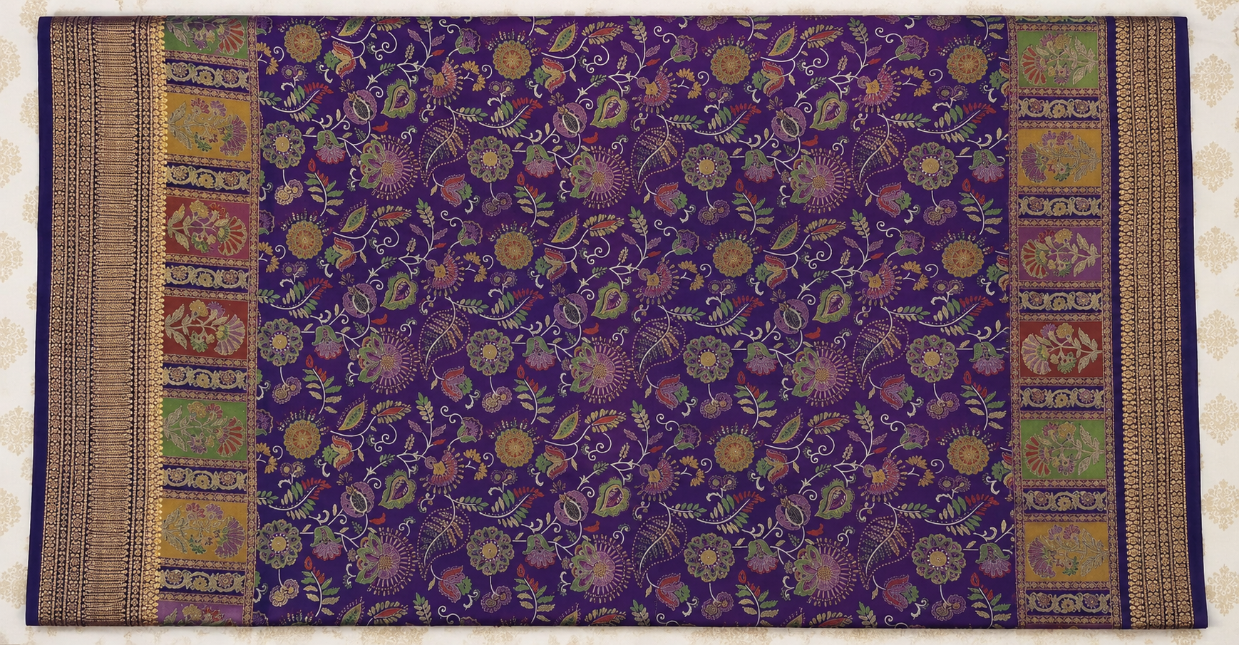 Royal Purple Floral Woven Saree