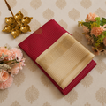 Semi Silk Saree with Gold Checks & Rich Cream Zari Pallu