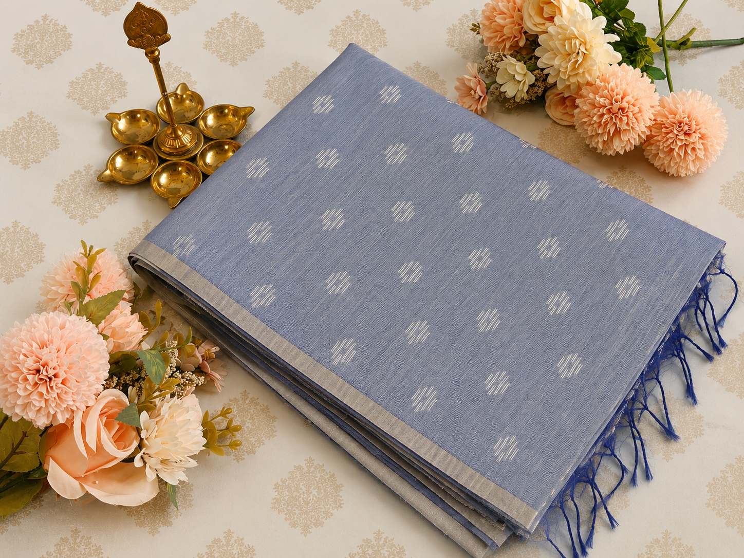 Blue Breeze Elegance-Chanderi Cotton