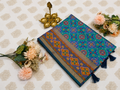 Turquoise Blue Pochampally with Traditional Ikat Motifs