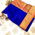 Royal Blue Semi Silk Saree with Antique Gold Zari Border