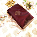 Coffee Brown Semi Silk Saree with Elegant Kolam Buttas