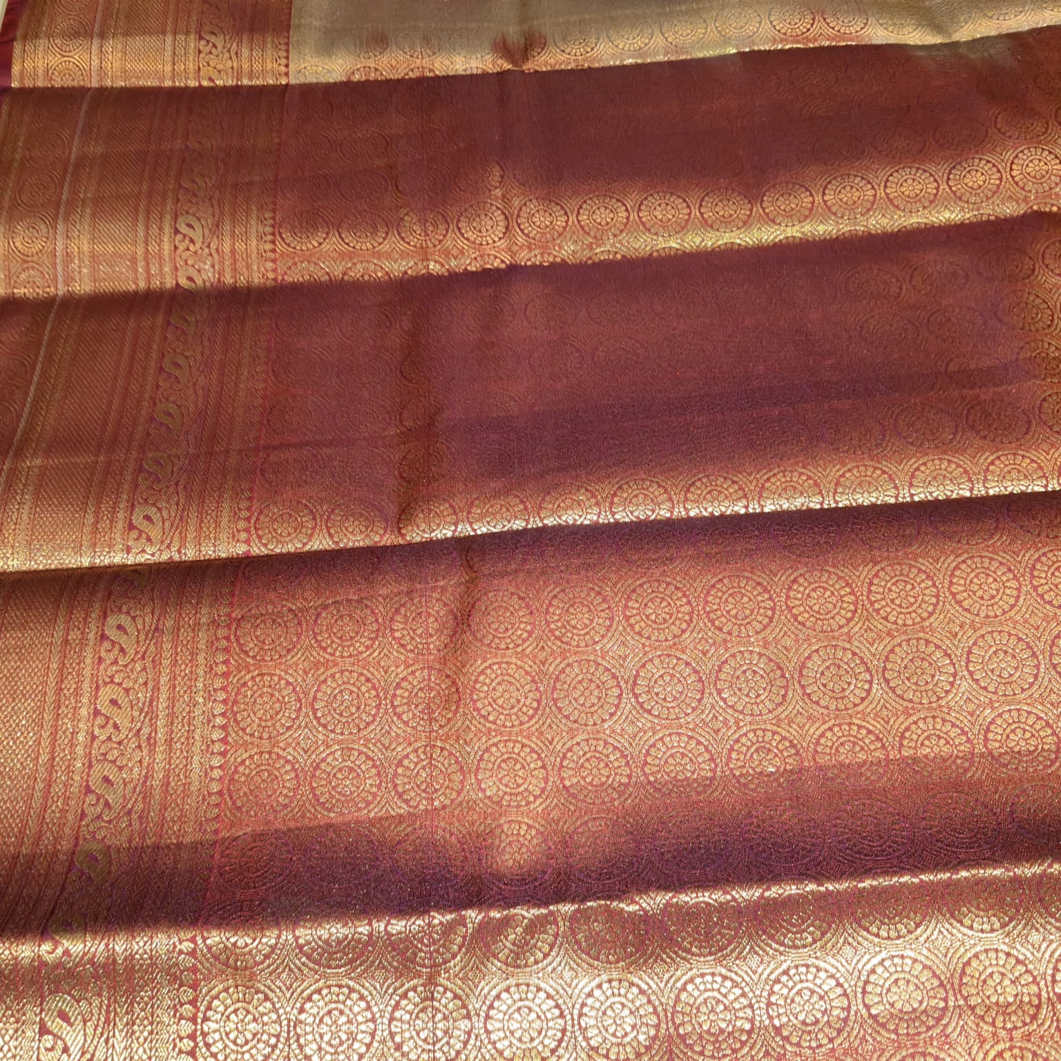 Grey Semi Silk Saree with Rich Magenta Zari Border