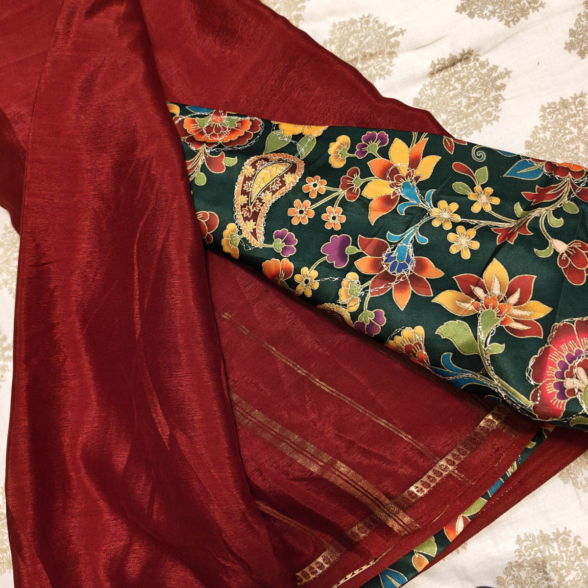 Brownish Crepe Saree