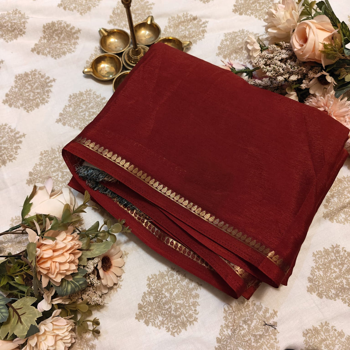 Brownish Crepe Saree